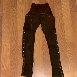 Crossfox Brown High-Waisted Pants with Button Accents